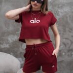 Bordo Renk Kadın Şort Takımı