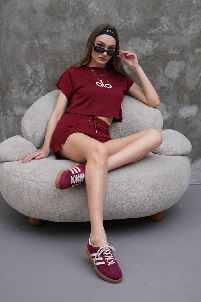 Bordo Renk Kadın Şort Takımı Bordo Renk Kadın Şort Takımı